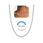 Jewlpire Silver Chain Necklace For Women, 3mm Flat Link Chains
