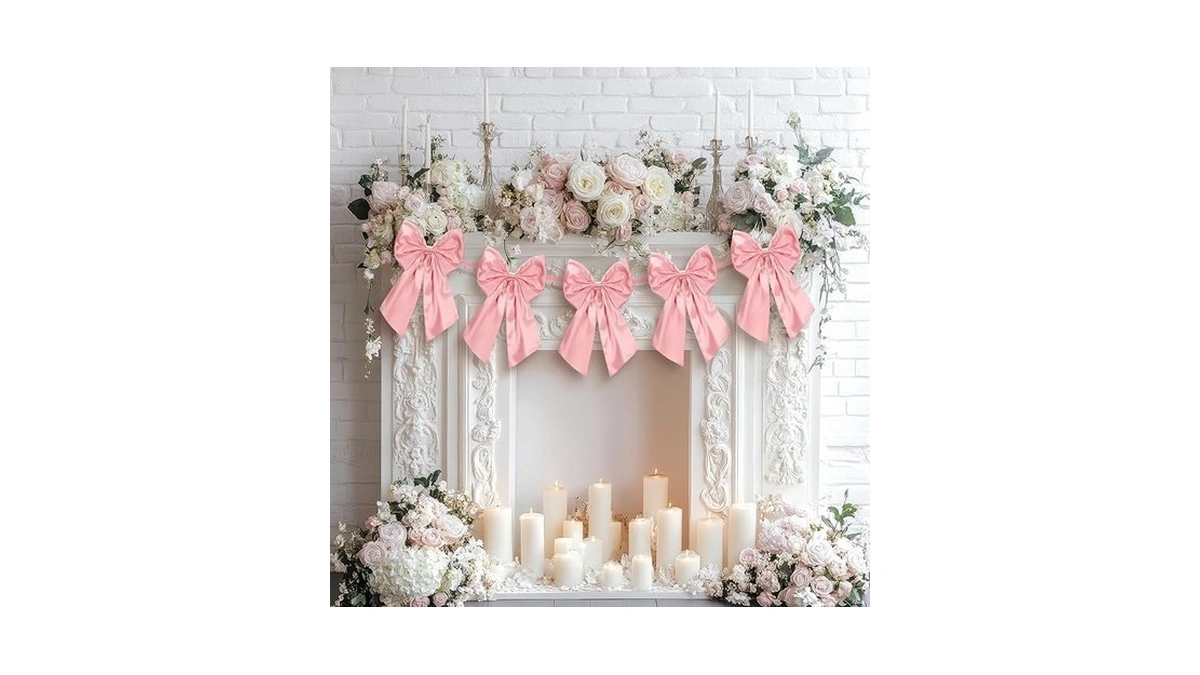 6 Ft Large Pink Valentine's Day Bow Garland With 10