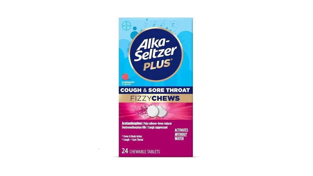 Alka-seltzer Plus Cough & Sore Throat Fizzy Chews, No Water
