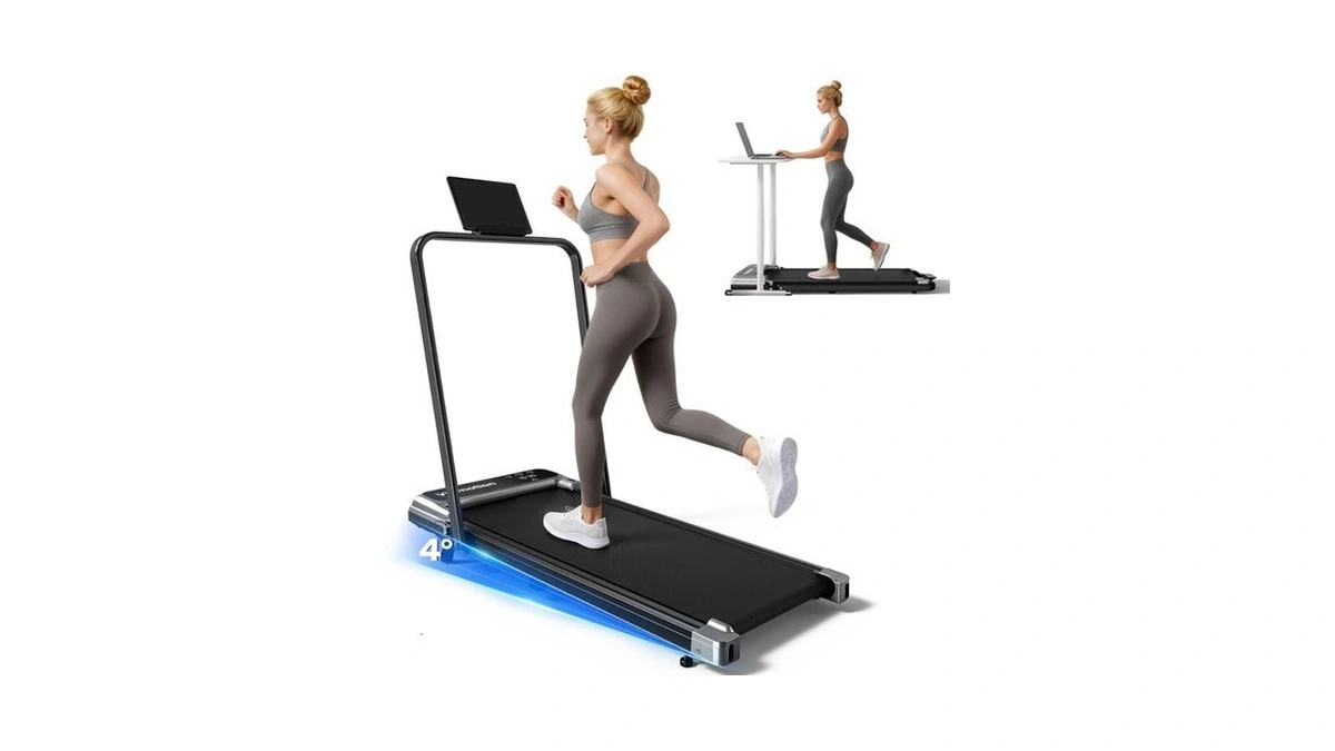 Walking Pad Treadmill With Handle Bar And Adjustable Incline, Compact