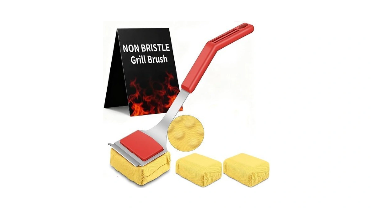 Flysh Grill Brush Bristle Free, Grill Cleaning Brush With Scraper