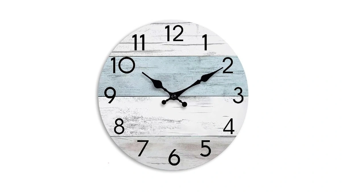 Kecyet Wall Clock Silent Non-ticking Wooden Clocks Battery Operated 8