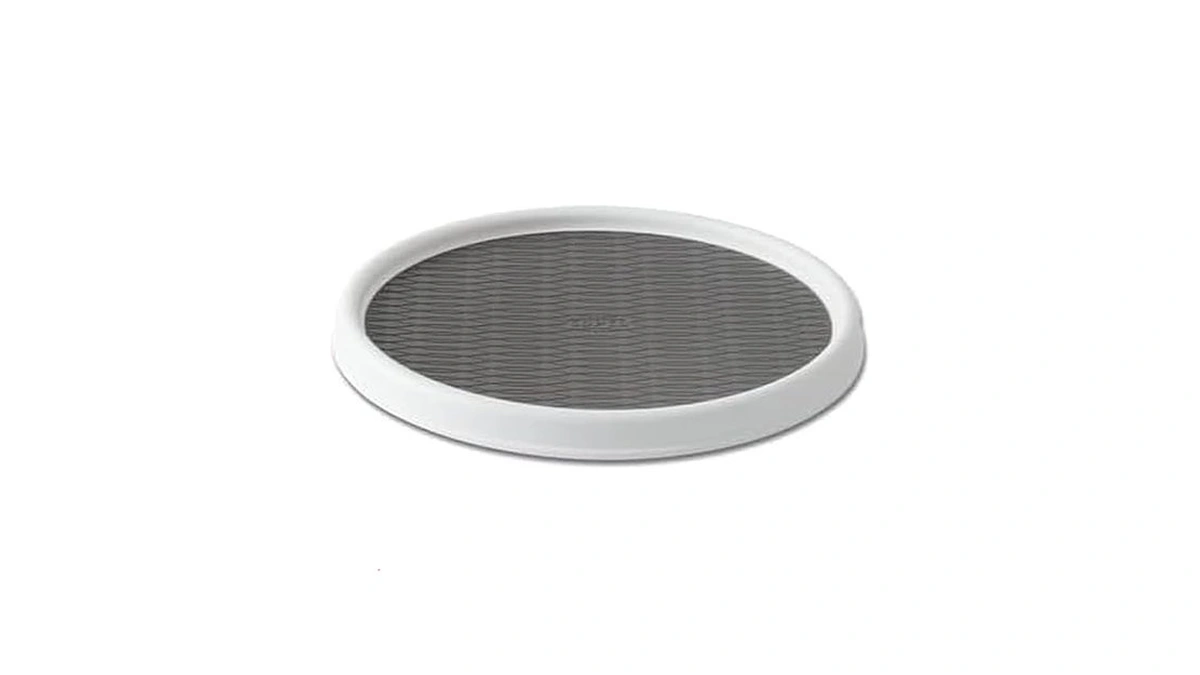 Copco Basics Non-skid Pantry Cabinet Lazy Susan Turntable, 12-inch, White/gray,
