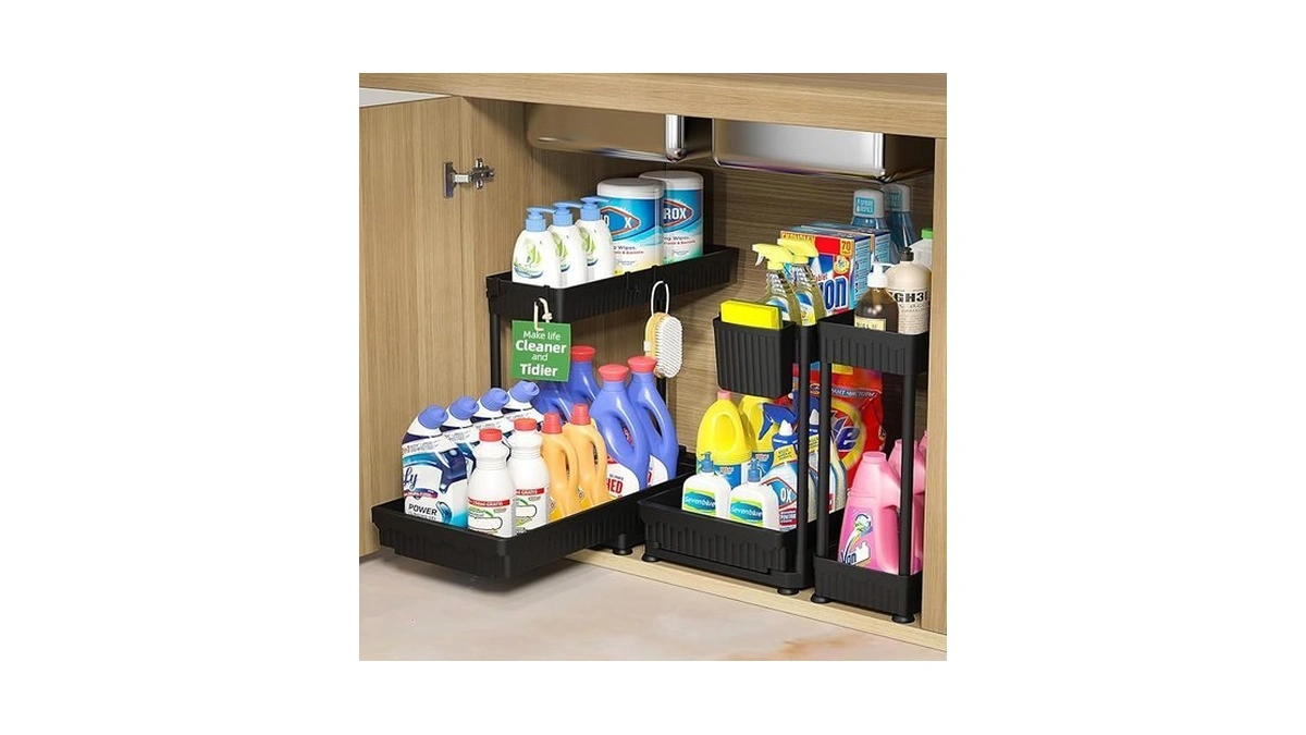 Sevenblue 3 Pack Multi-purpose Pull-out Storage Organizers, 2-tier L-shaped Under
