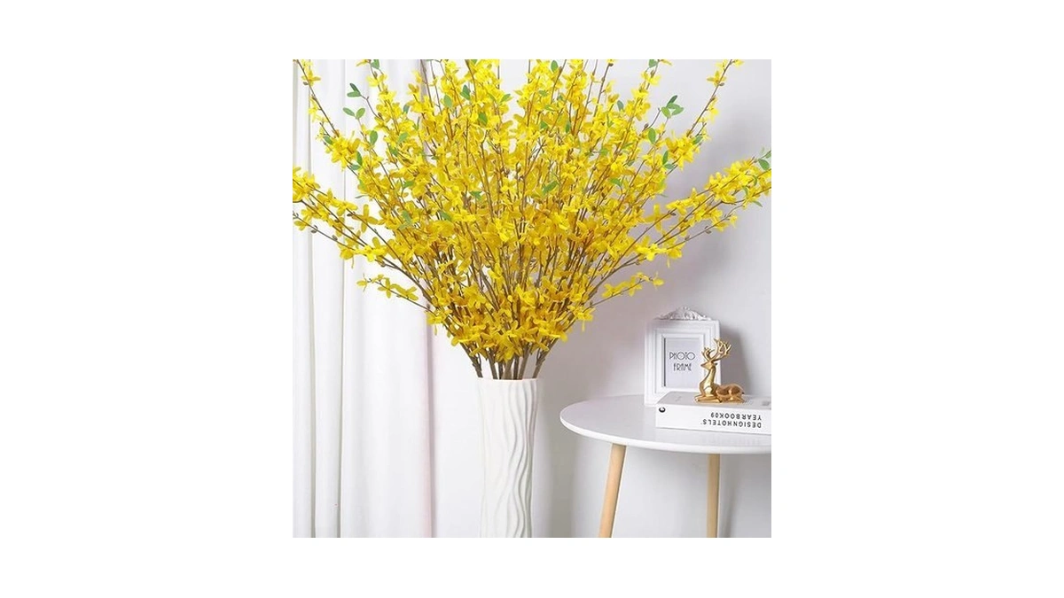 U'artlines 4pcs Artificial Forsythia Flower Branches 39.4 Inch Long Stem