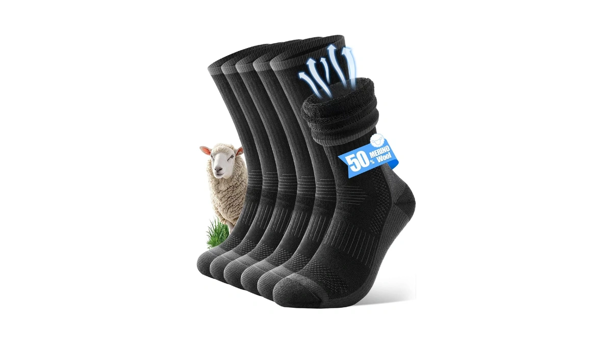 Clatofo Merino Wool Hiking Crew Socks For Men & Women,