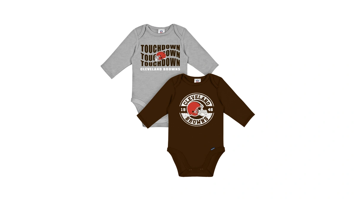 Gerber Baby Nfl 2-pack Long Sleeve Onesie Bodysuit, Browns, 6-12