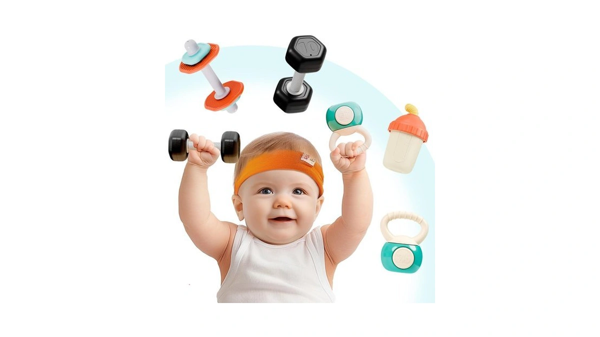 Iplay, Ilearn Baby First Gym Rattle Set, Infant Dumbbell Weights