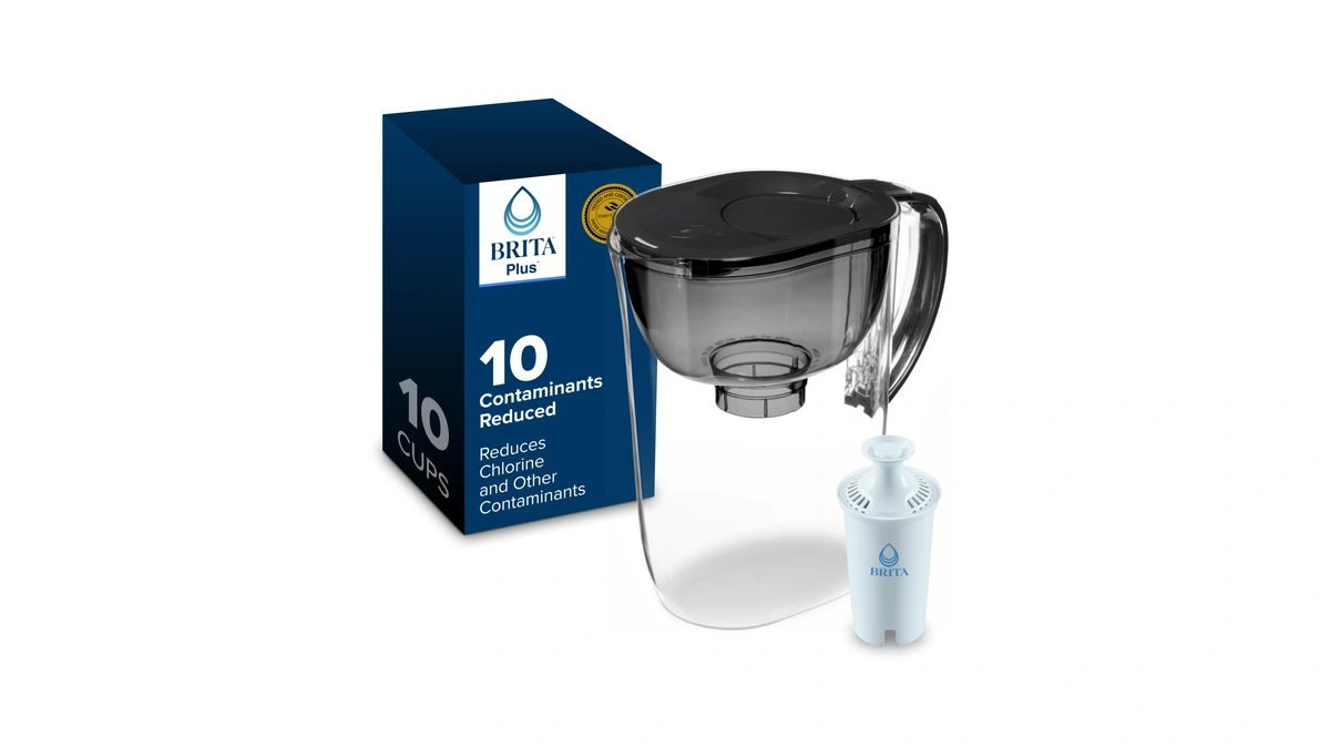 Brita Large 10 Cup Water Filter Pitcher, 1 Britaplus Filter,