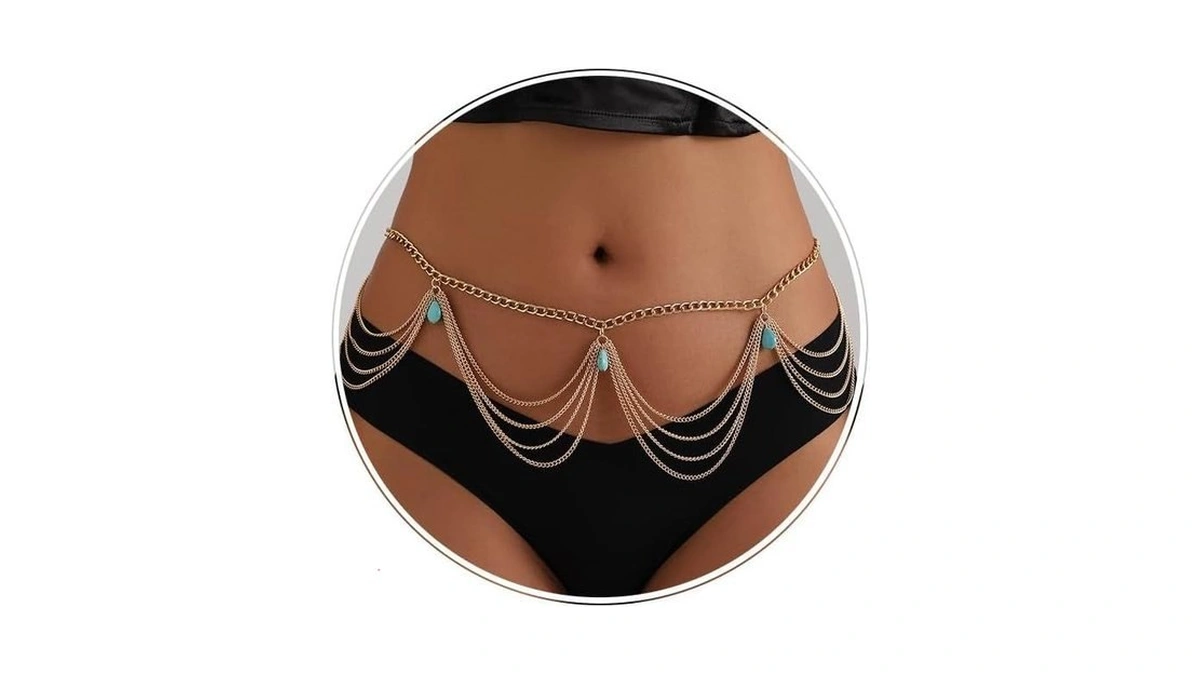 Tucewp Western Waist Chain Belt For Women Boho Turquoise Body