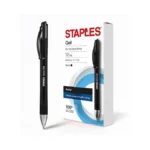 Staples Retractable Gel Pens, Medium Point 0.7mm, Black Ink, 12