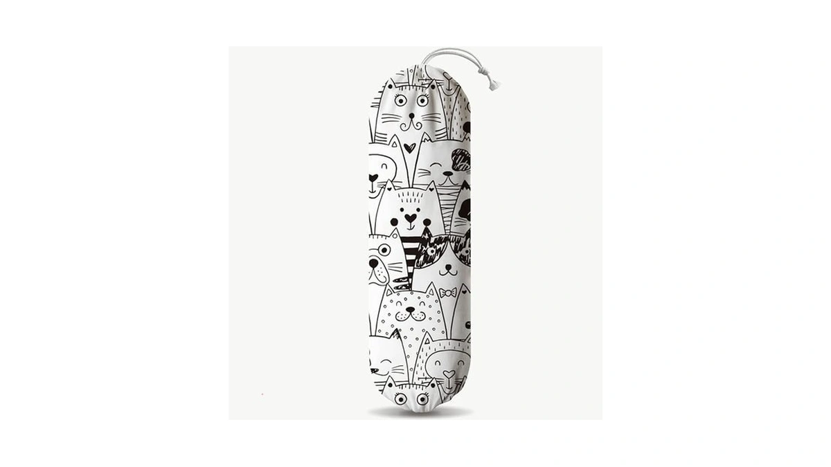 Cartoon Cats Plastic Bag Holder, Reusable Washable Shopping Bags Storage