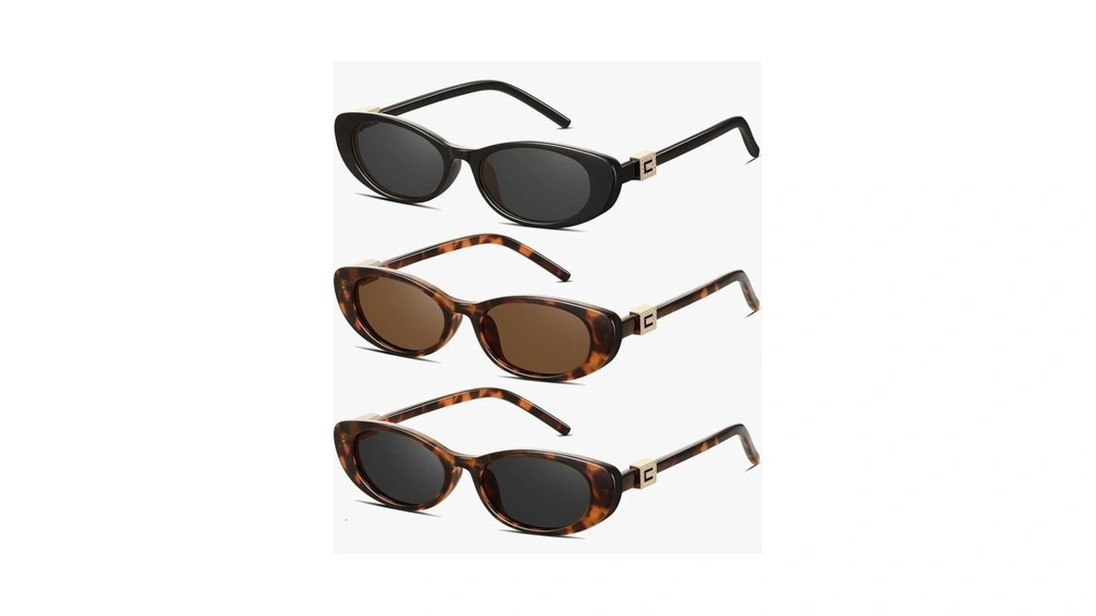 Ymrfw Retro Oval Cat Eye Sunglasses For Women Trendy Narrow