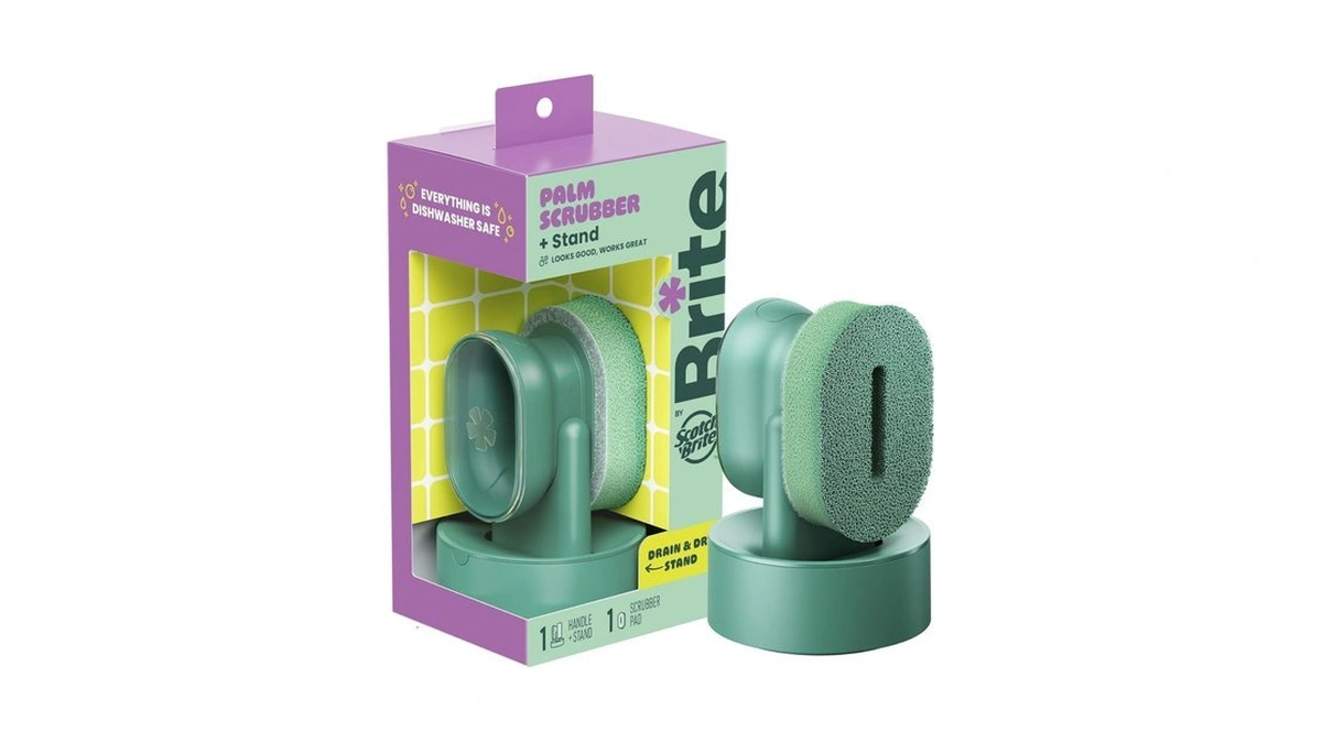 Brite By Scotch-brite Palm Scrubber With Drain + Dry Stand,