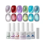 Gellaktik 5-in-1 Cat Eye Gel Polish Kit, 6pcs-7.5ml No Base/top