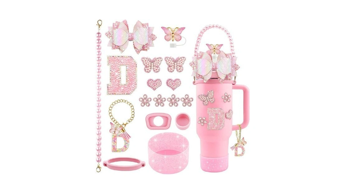 Hpebl 17pcs Pearls Light Pink For Stanley Cup Accessories Set