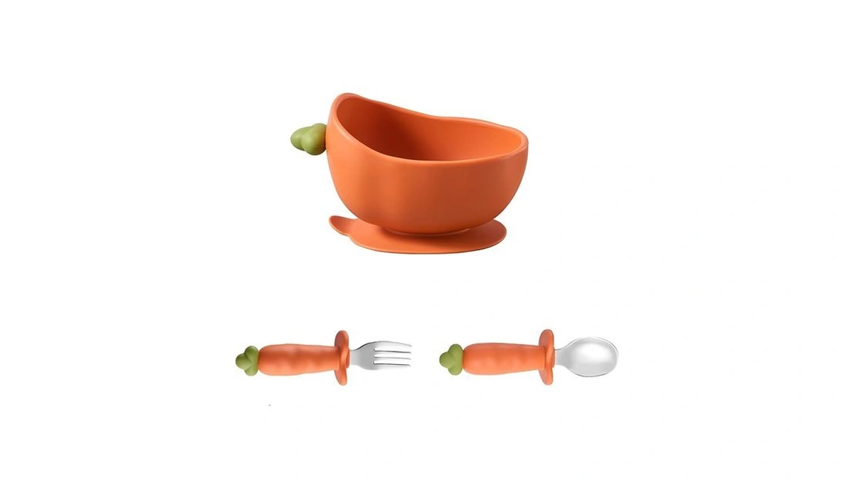 Carrot Shape Silicone Baby Feeding 6 Pack Set, 1 Suction