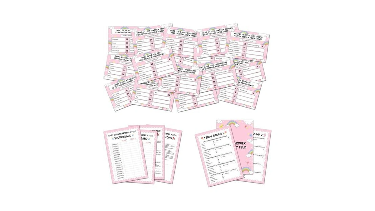 Baby Shower Friendly Feud Game, Rainbow Baby Shower Games For