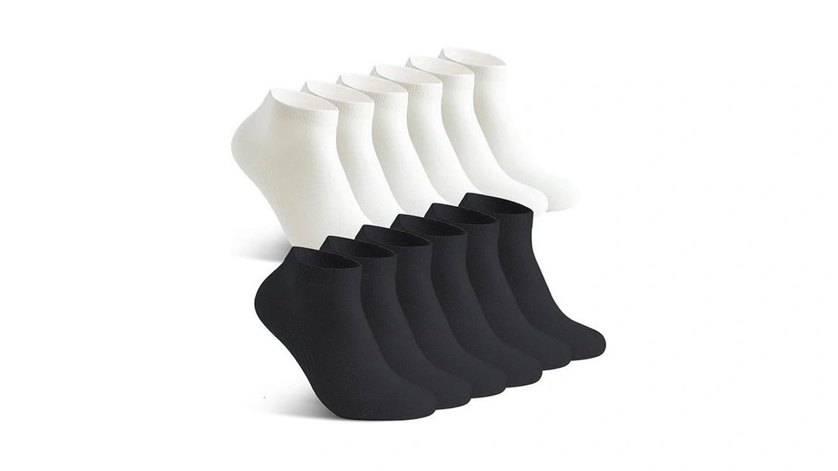 Tootoolong 6 Pairs Ankle Athletic Socks Moisture-wicking Ribbed Design Multiple