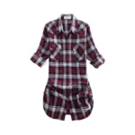 Match Womens Button Down Flannel Plaid Shirts Roll Up Long