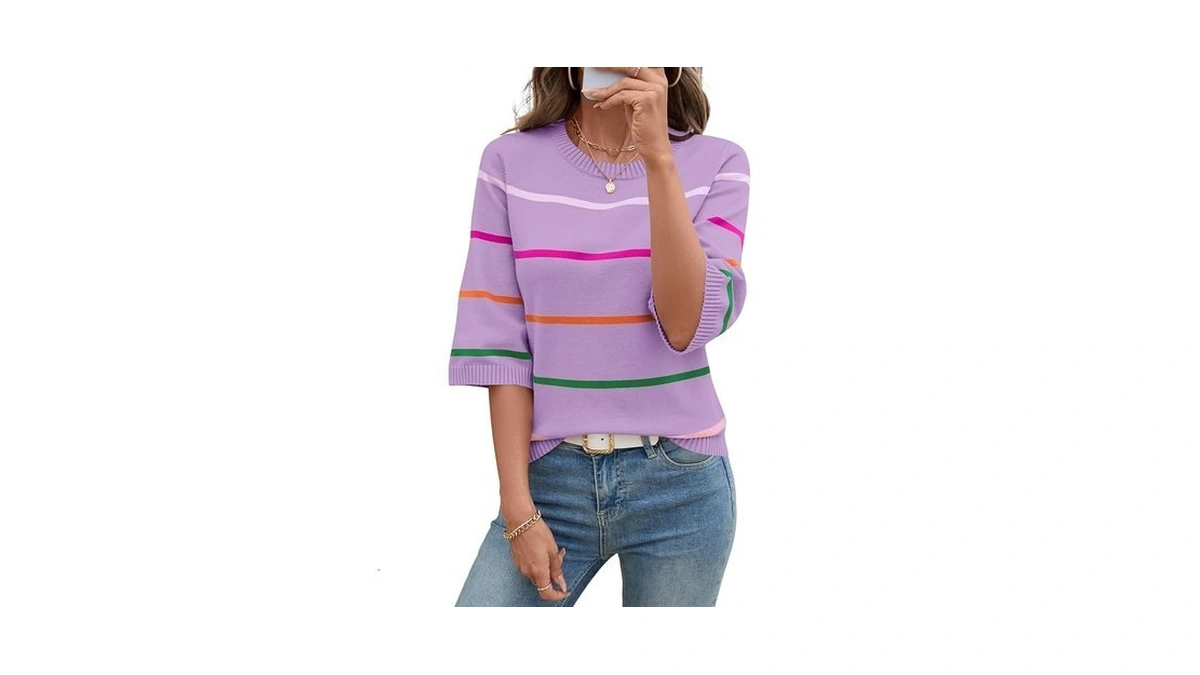 Lomon Womens Casual Fall 2025 Crew Neck Fashion Wide 3/4