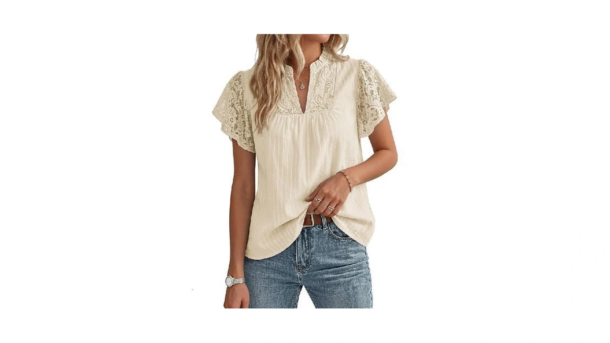 Grace Karin Womens Lace Short Sleeve Tops Summer Dressy Casual