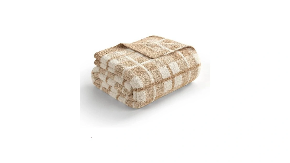 Snuggle Sac Checkered Throw Blanket For Couch, Super Soft Cozy