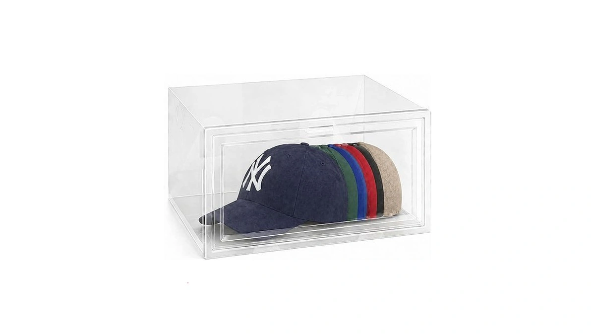 Axidou Clear Stackable Hat Storage Box For Baseball Caps, Large
