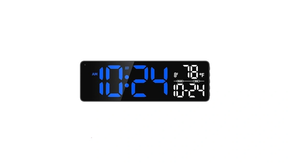 Large Led Digital Wall Clock With Date, Temperature, Auto-brightness, Auto-dst