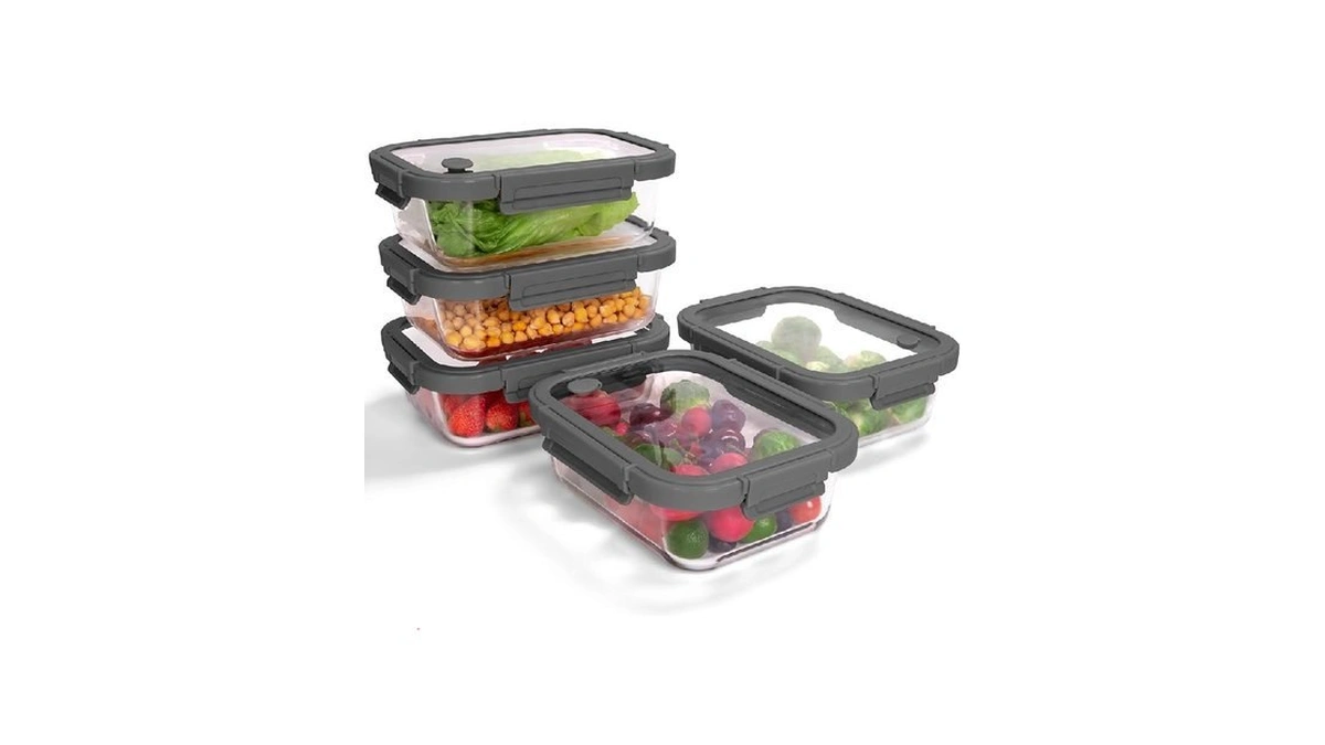 Borohouse 5-pack Borosilicate Glass Containers With Tempered Lids, 35.2oz/4.4 Cup