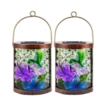 Starsoul 2 Pack Hanging Solar Lantern Outdoor Waterproof Glass Hummingbird