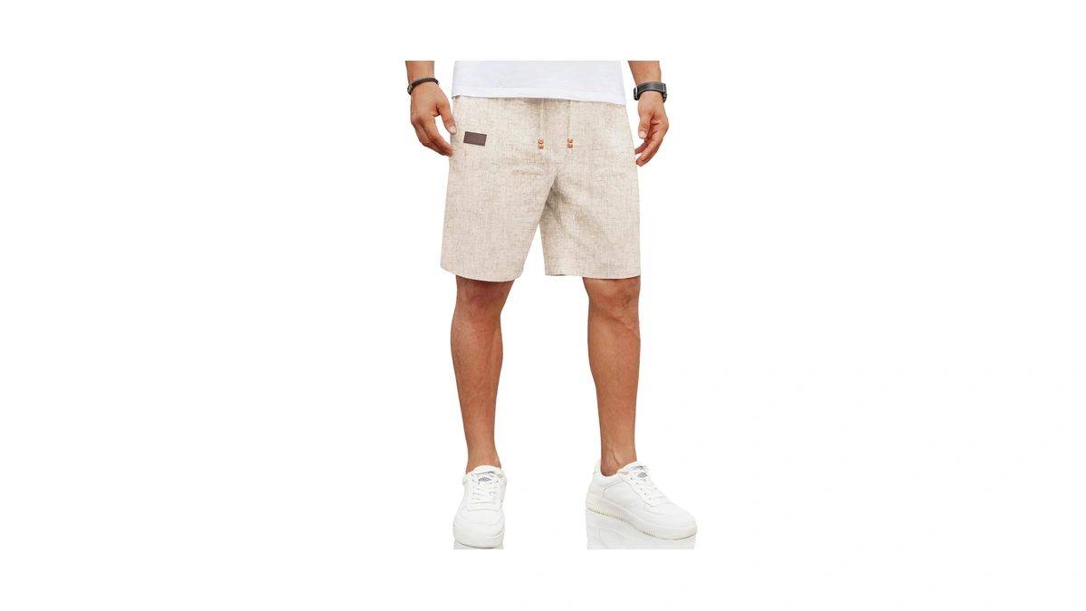 Coofandy Mens Casual Waist Shorts Summer Beach 9 Inch Inseam