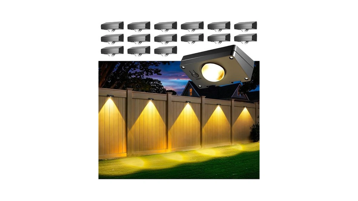 Auderwin Solar Fence Lights Outdoor Waterproof 16 Packs, Fence Lights