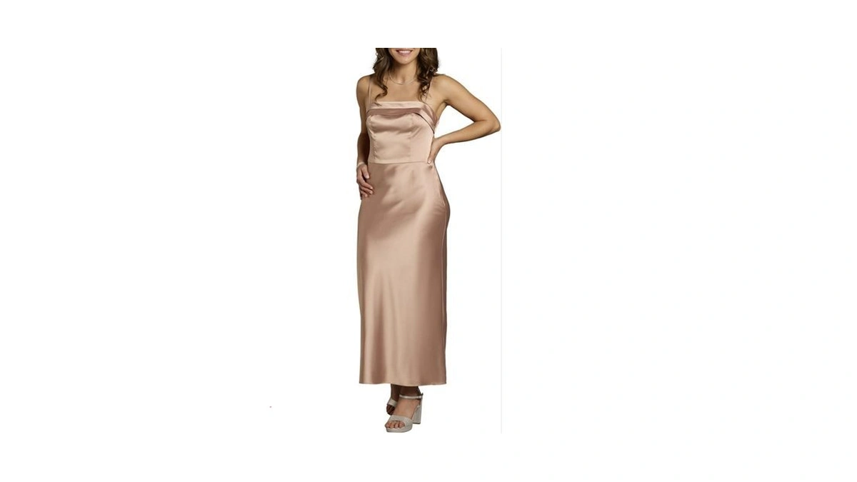 David's Bridal The Edit Studio Charmeuse Spaghetti Strap Sheath Dress,