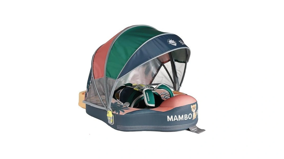 Mambobaby No-flip Baby Pool Float With Canopy & Tail Non-inflatable