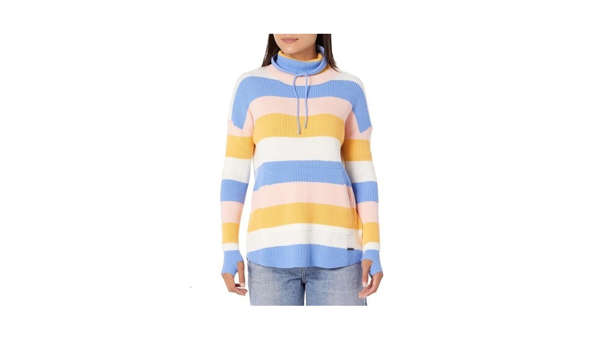Carve Designs Women's Rockvale Sweater, Sunshine Rugby Stripe, Xs