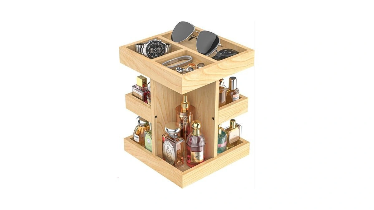 Vlxxoi Cologne Organizer For Men Rotating Bathroom Counter Organizer, 3-tier