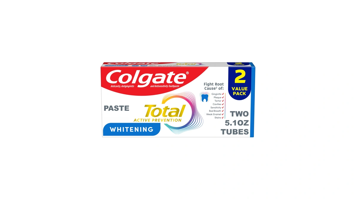Colgate Total Whitening Toothpaste Paste, 5.1 Oz, 2 Pack, Fluoride
