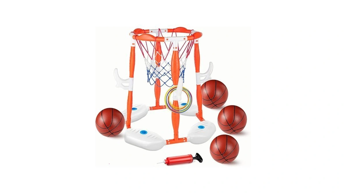 Lpfg Pool Basketball Hoop, 2-in-1 Floating Pool Toys 360° Shooting