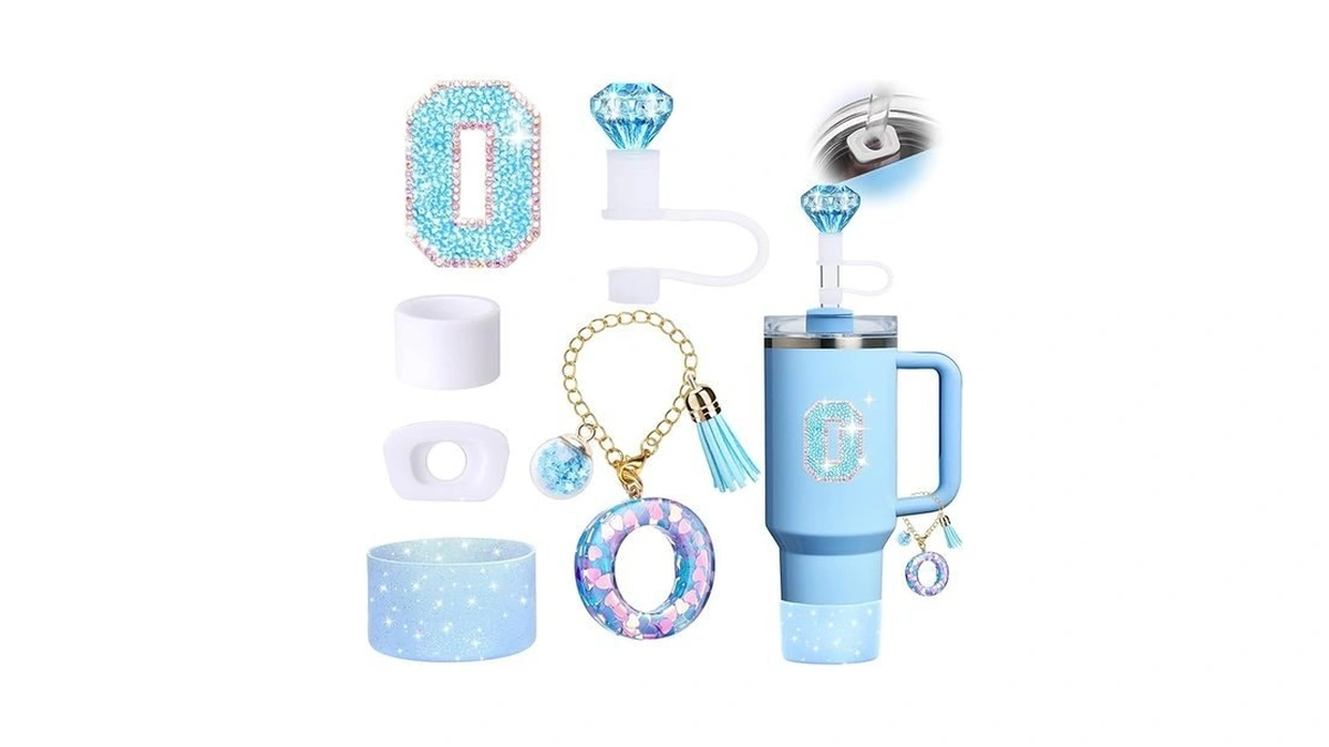 Mity Rain 6pcs Blue Cup Accessories For Stanley - Initials