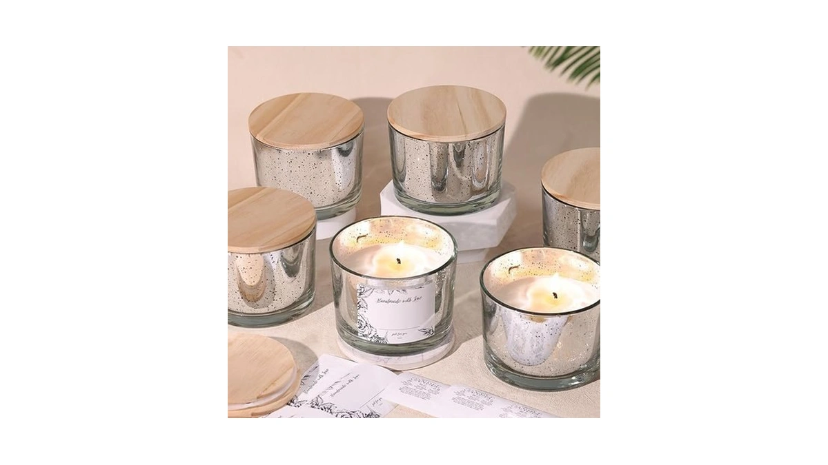 Simeitol 16 Oz Speckled Silver Candle Jar For Making Candles