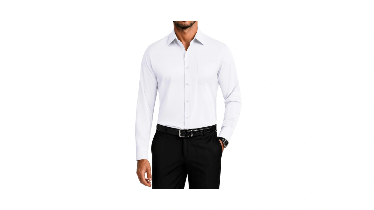 Coofandy Wrinkle Free Shirts For Men Long Sleeve White Button