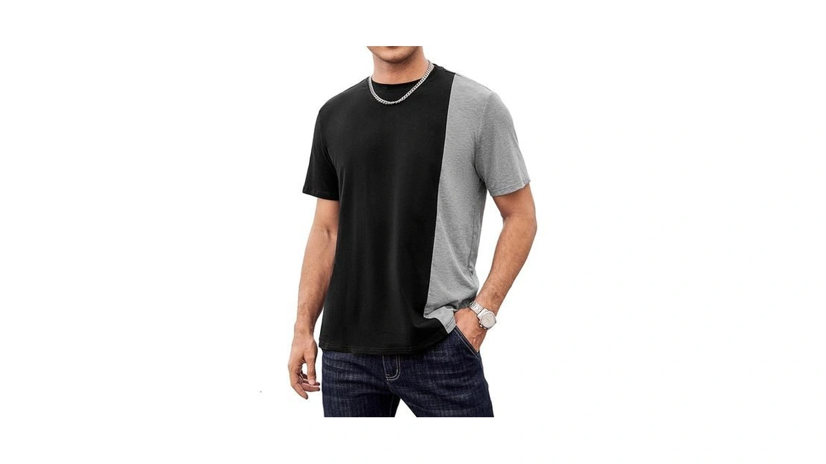 Hardaddy Men's Casual T-shirts Crewneck Contrast Color Shirts Short Sleeve