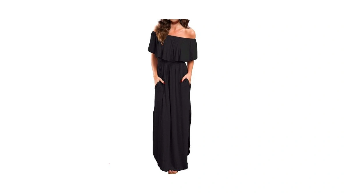 Verabendi Women's Off Shoulder Summer Casual Long Ruffle Beach Maxi