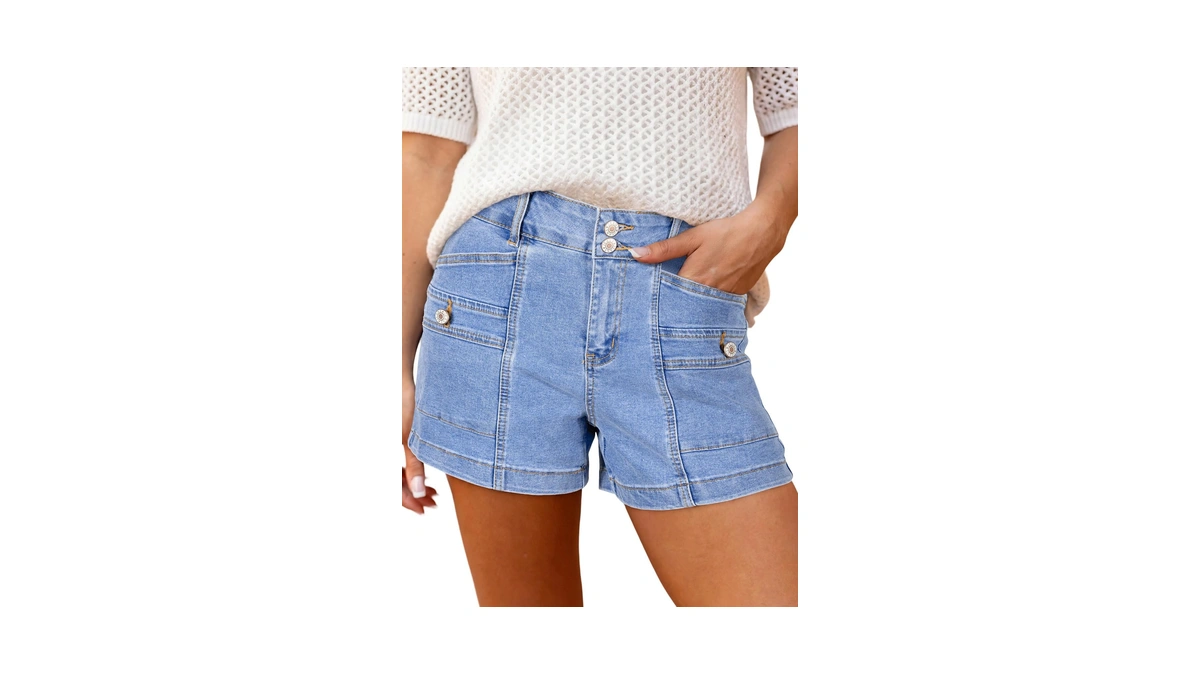 Astylish Shorts For Women Trendy Double Button High Waisted Loose