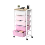 Rolling Cart With 5 Drawers, Plastic Drawer Storage Carts With
