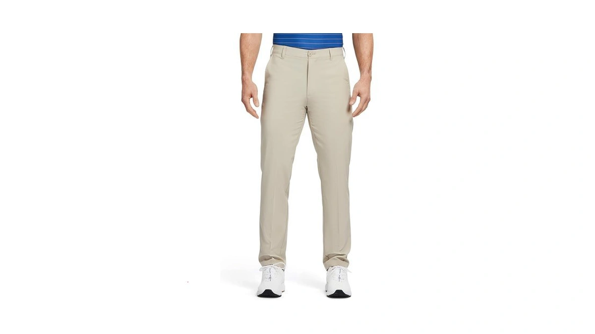 Izod Men's Golf Swingflex Straight-fit Flat-front Pants, Red Khaki, 40w