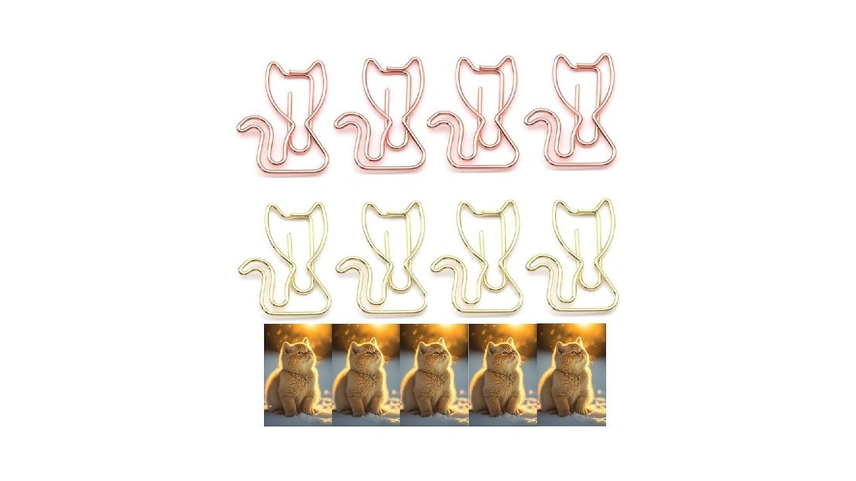 Upquzzfy 20 Pcs Metal Cat-shaped Paper Clips Set - Cute