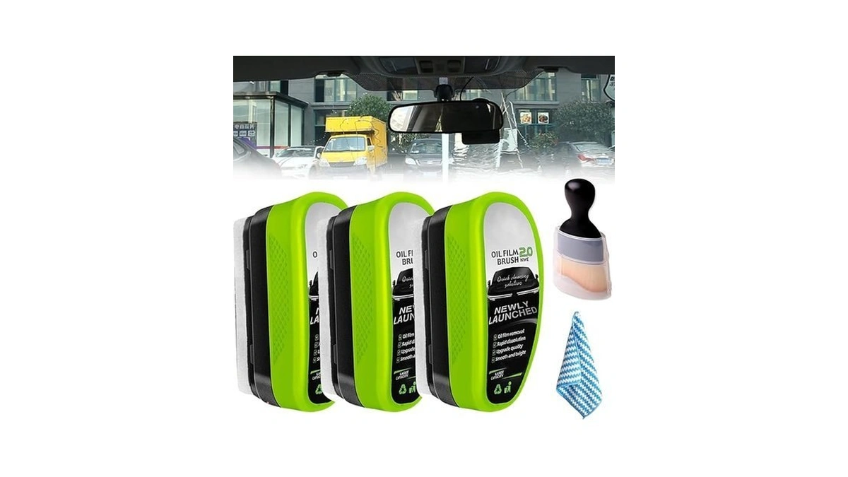 3pcs Car Window Oil Film Cleaning Brush, 2026 Upgrade 2.0