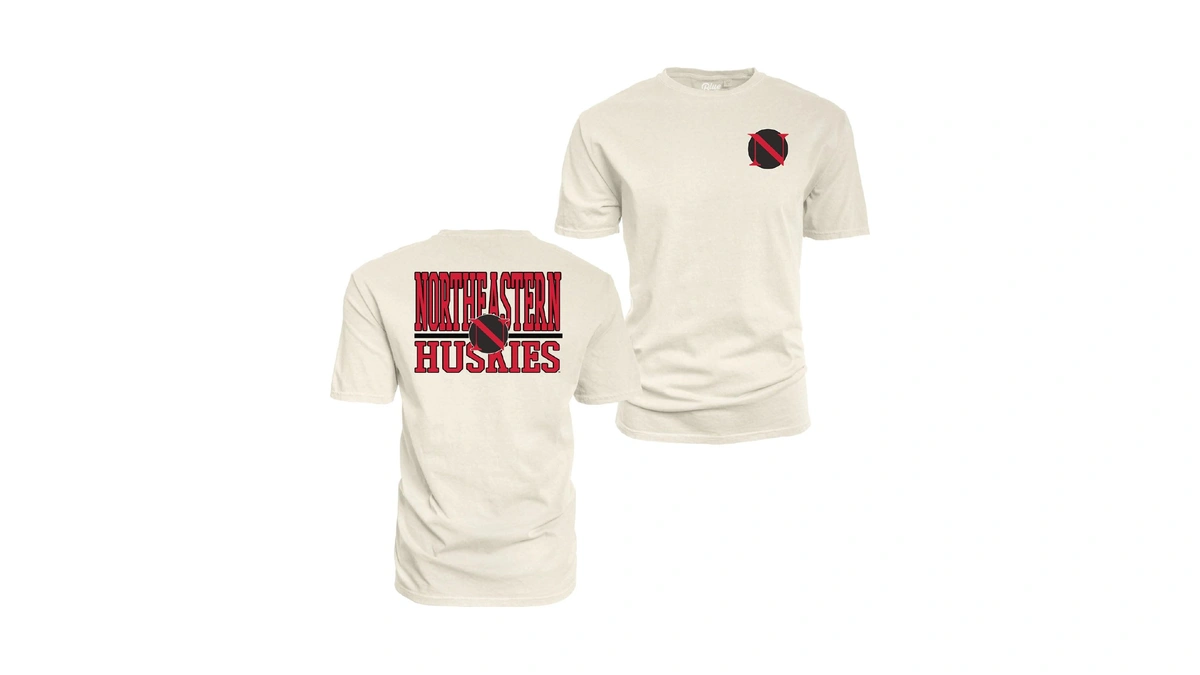 Northeastern Huskies Ncaa Officially Licensed T-shirt Ringspun Front/back Mascot Ivory,